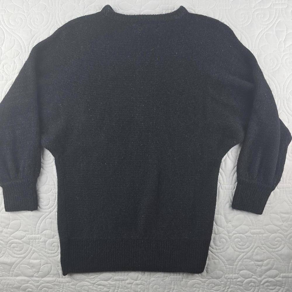 Vintage 80s/90's Silk/Angora Blend Black Beaded Leaf Pullover Sweater Size Small - Picture 3 of 8